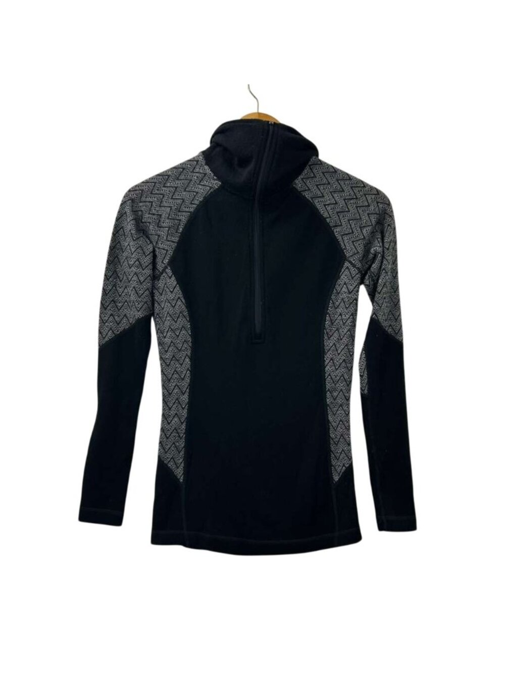Smartwool Women's S Thermal Merino Wool Blend Base Layer 1/4 Zip Chevron Panel